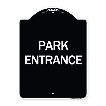 Signmission Designer Series Park Entrance, Black & White Heavy-Gauge Aluminum Sign, 24" x 18", BW-1824-24453 A-DES-BW-1824-24453
